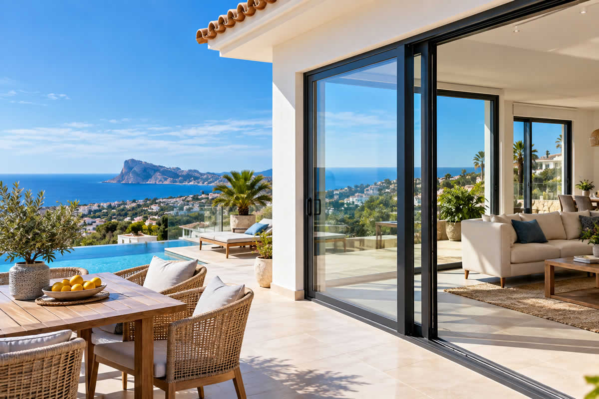 New windows and doors Costa Blanca villa with sea view
